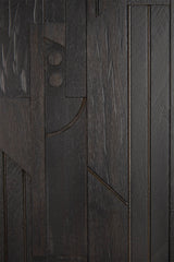 Mosaic Sideboard - lackiertes Teak - off black - 4 Türen - 227 x 45 x 82 cm - ZEN ZONE Furniture