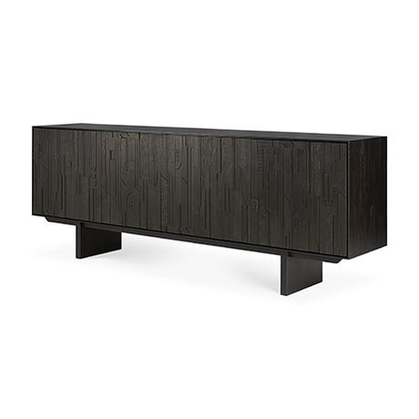 Mosaic Sideboard - lackiertes Teak - off black - 4 Türen - 227 x 45 x 82 cm - ZEN ZONE Furniture