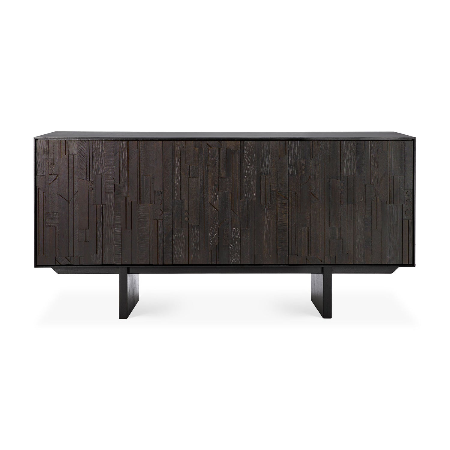Mosaic Sideboard - lackiertes Teak - off black - 3 Türen - 170 x 45 x 82 cm - ZEN ZONE Furniture