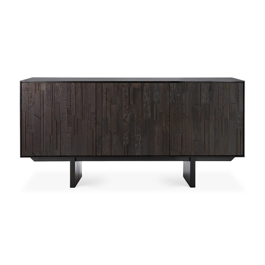 Mosaic Sideboard - lackiertes Teak - off black - 3 Türen - 170 x 45 x 82 cm - ZEN ZONE Furniture