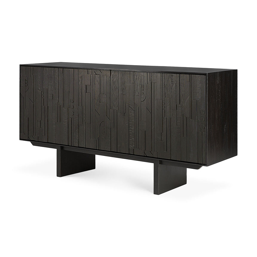 Mosaic Sideboard - lackiertes Teak - off black - 3 Türen - 170 x 45 x 82 cm - ZEN ZONE Furniture