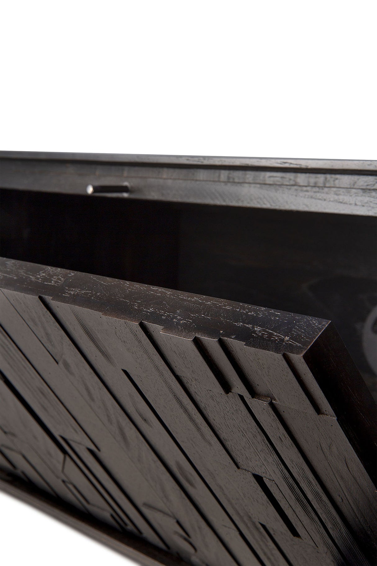 Mosaic TV-Schrank - lackiertes Teak - off black - 1 Klapptür - 1 Schublade - 162 x 45 x 53 cm - ZEN ZONE Furniture