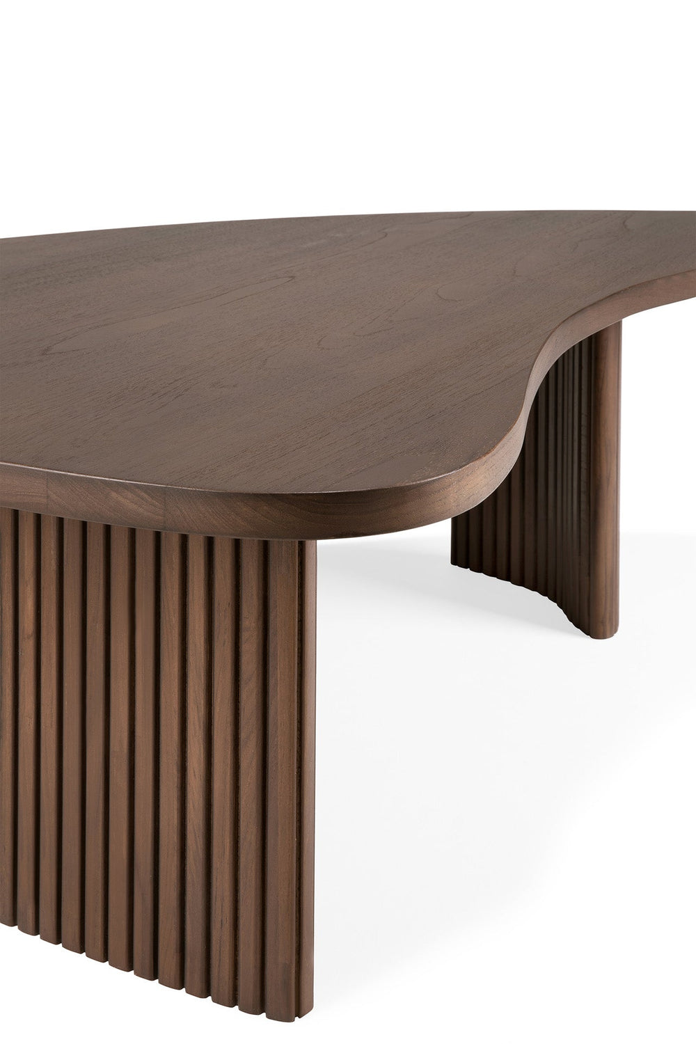 Boomerang Couchtisch - lackiertes Teak - braun - Kieselsteinform - ZEN ZONE