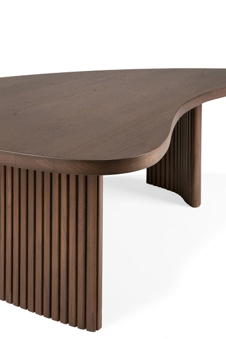 Boomerang Couchtisch - lackiertes Teak - braun - Kieselsteinform - ZEN ZONE