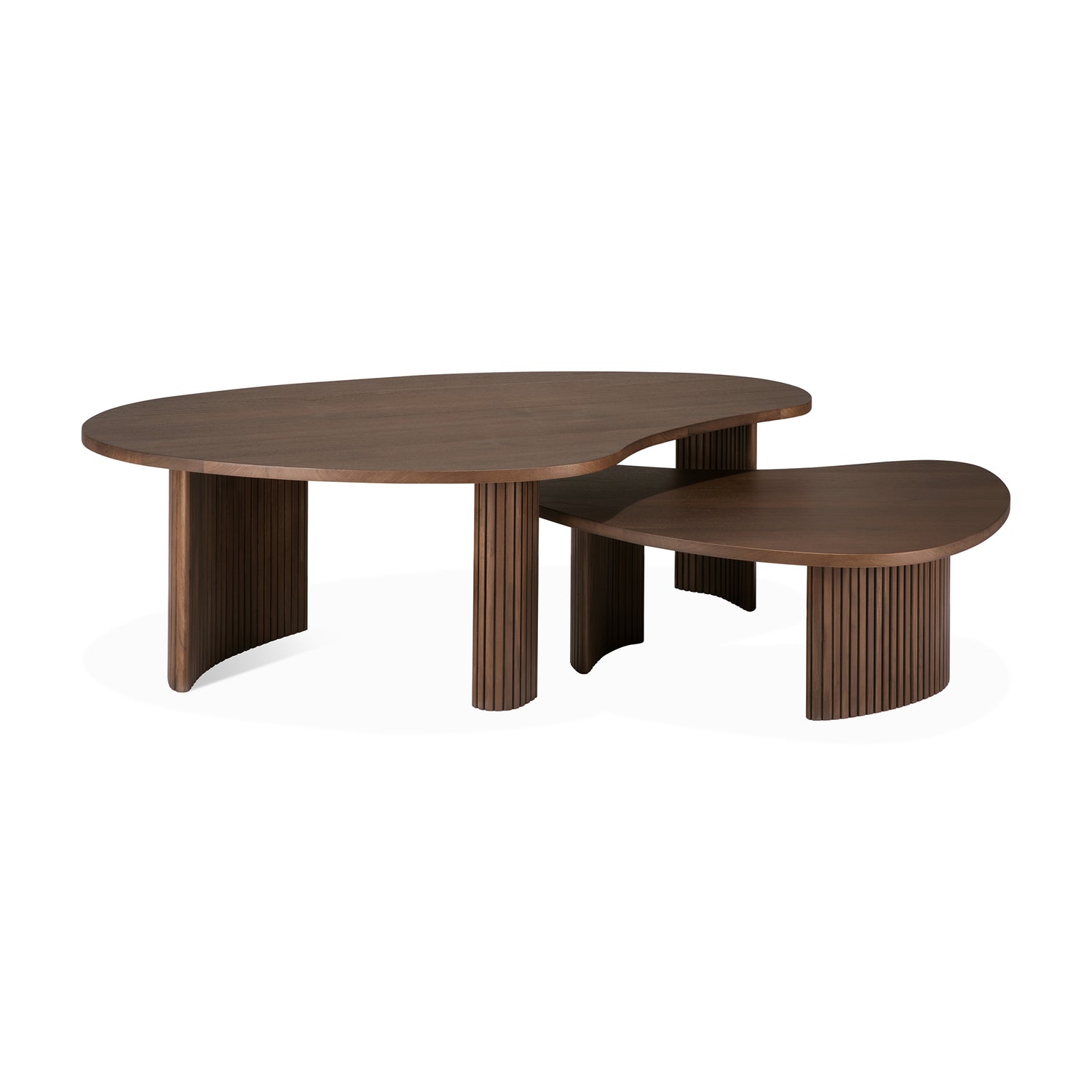 Boomerang Couchtisch - lackiertes Teak - braun - Kieselsteinform - ZEN ZONE