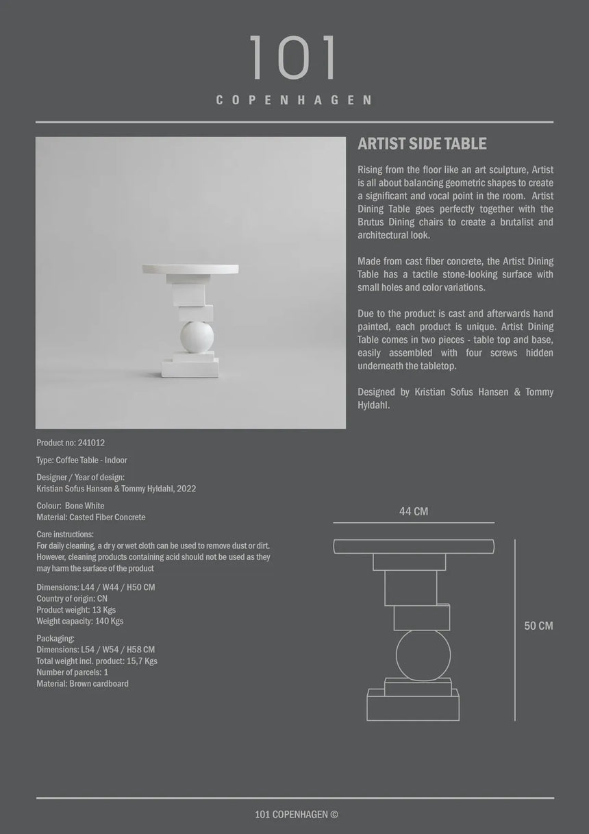 Artist Beistelltisch aus Faserbeton in Bone White von 101 Copenhagen – Bild 7