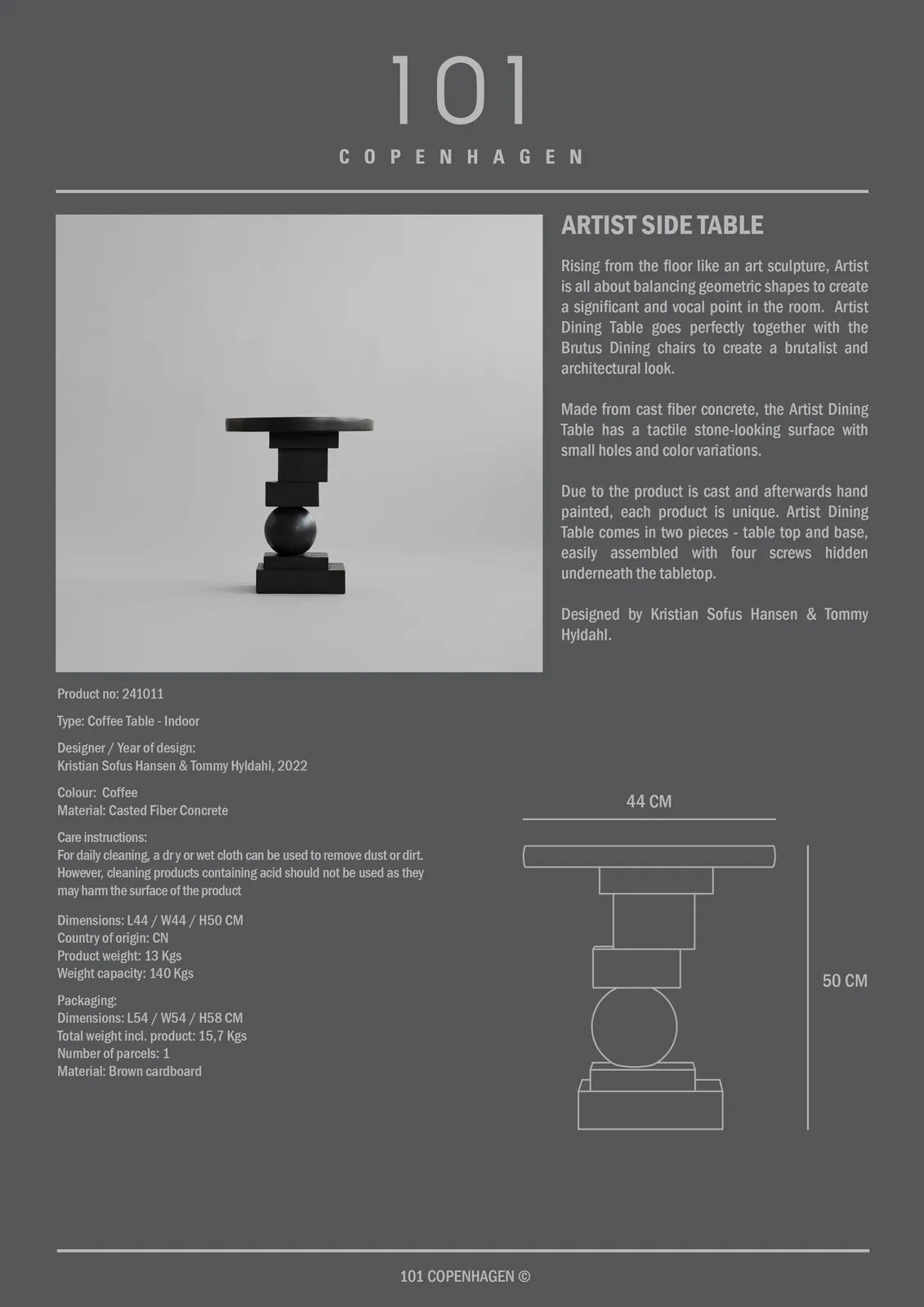 Artist Beistelltisch aus Faserbeton in Coffee oder Bone White von 101 Copenhagen – Bild 12