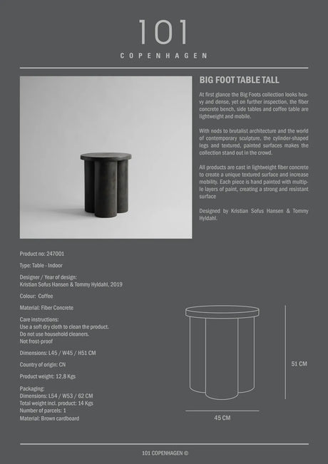 Beistelltisch Big Foot aus Faserbeton, schmal, 45×45×51 cm von 101 Copenhagen – Bild 7