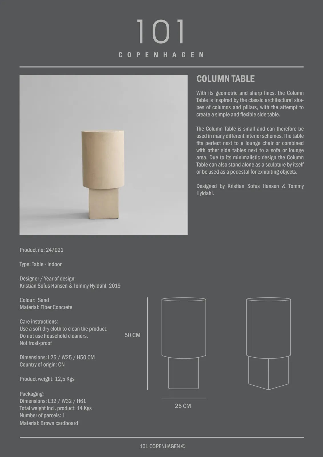 Beistelltisch Column aus Faserbeton in Sand von 101 Copenhagen – Bild 9