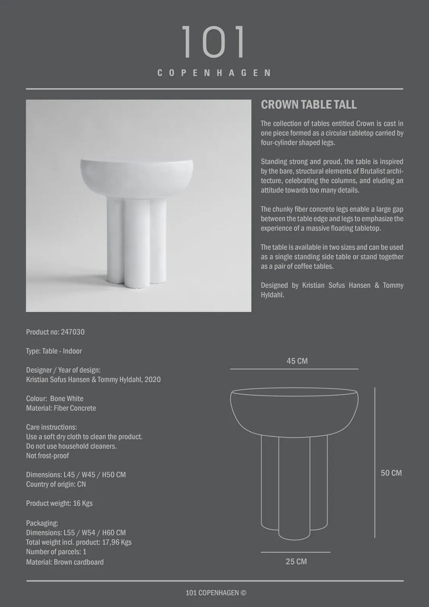 Beistelltisch Crown aus Faserbeton in Bone White, Hoch von 101 Copenhagen – Bild 10