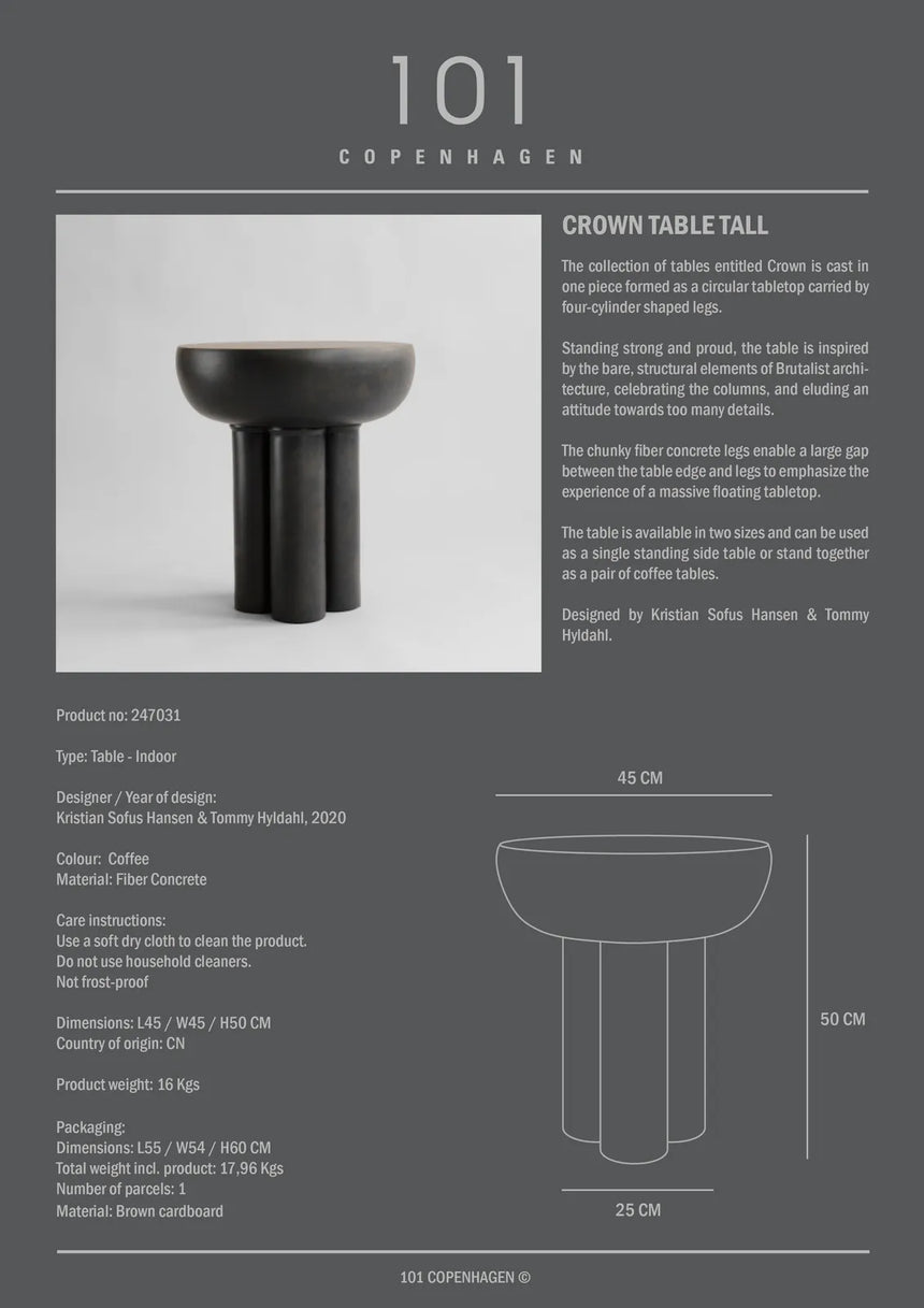 Beistelltisch Crown aus Faserbeton in Coffee, Hoch von 101 Copenhagen – Bild 8