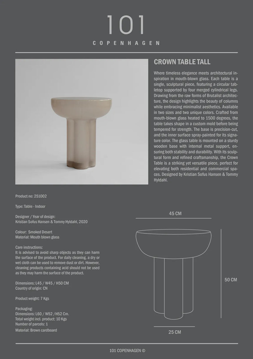 Beistelltisch Crown aus Glas in Smoked Desert, Hoch von 101 Copenhagen – Bild 9