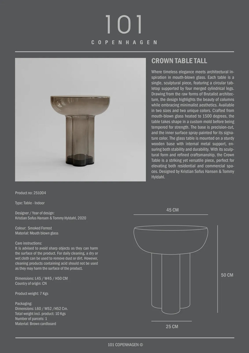 Beistelltisch Crown aus Glas in Smoked Forest, Hoch von 101 Copenhagen – Bild 12