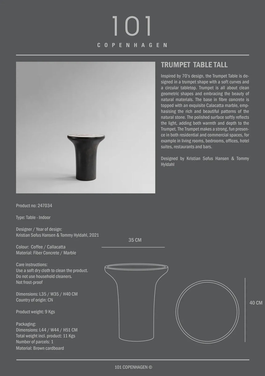 Beistelltisch Trumpet aus Faserbeton, Marmor oder Glas, Hoch von 101 Copenhagen – Bild 9