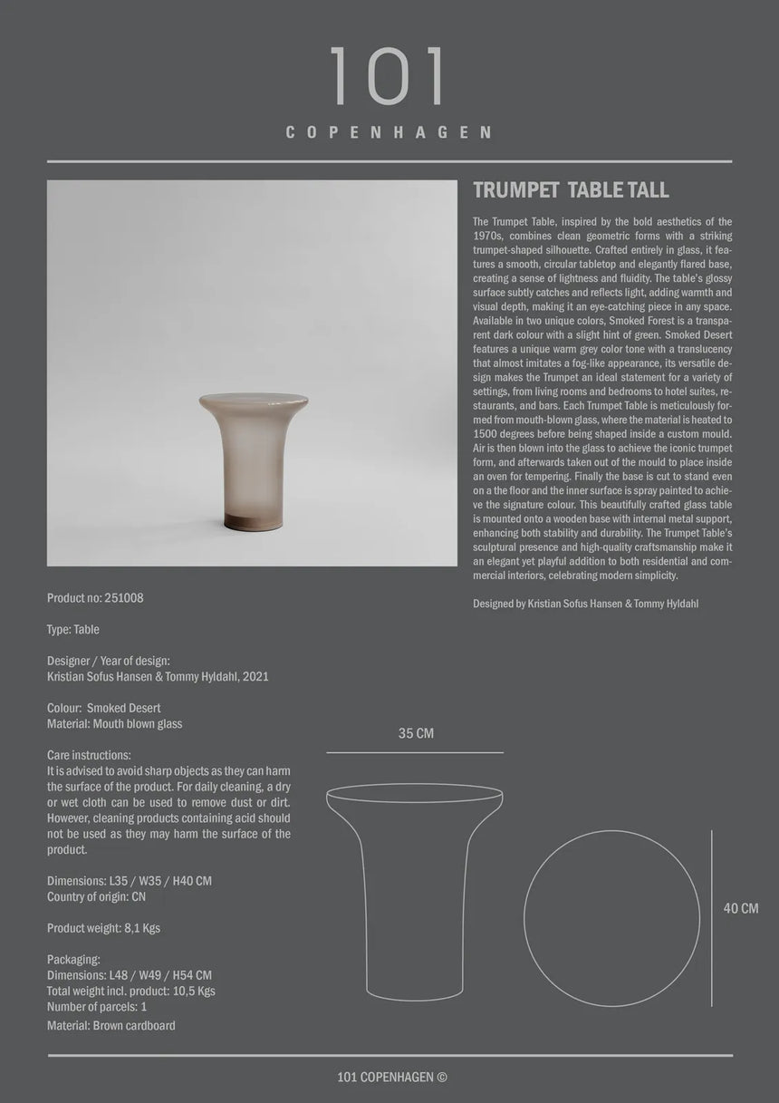 Beistelltisch Trumpet aus Glas in Smoked Desert, Hoch von 101 Copenhagen – Bild 4