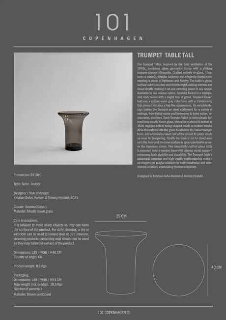 Beistelltisch Trumpet aus Glas in Smoked Forest, Hoch von 101 Copenhagen – Bild 7
