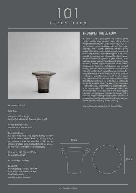 Beistelltisch Trumpet aus Glas in Smoked Forest, Niedrig von 101 Copenhagen – Bild 6