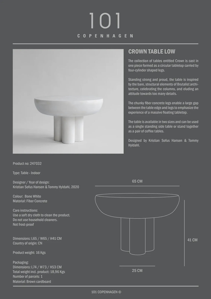 Couchtisch Crown aus Faserbeton in Bone White, Niedrig von 101 Copenhagen – Bild 7