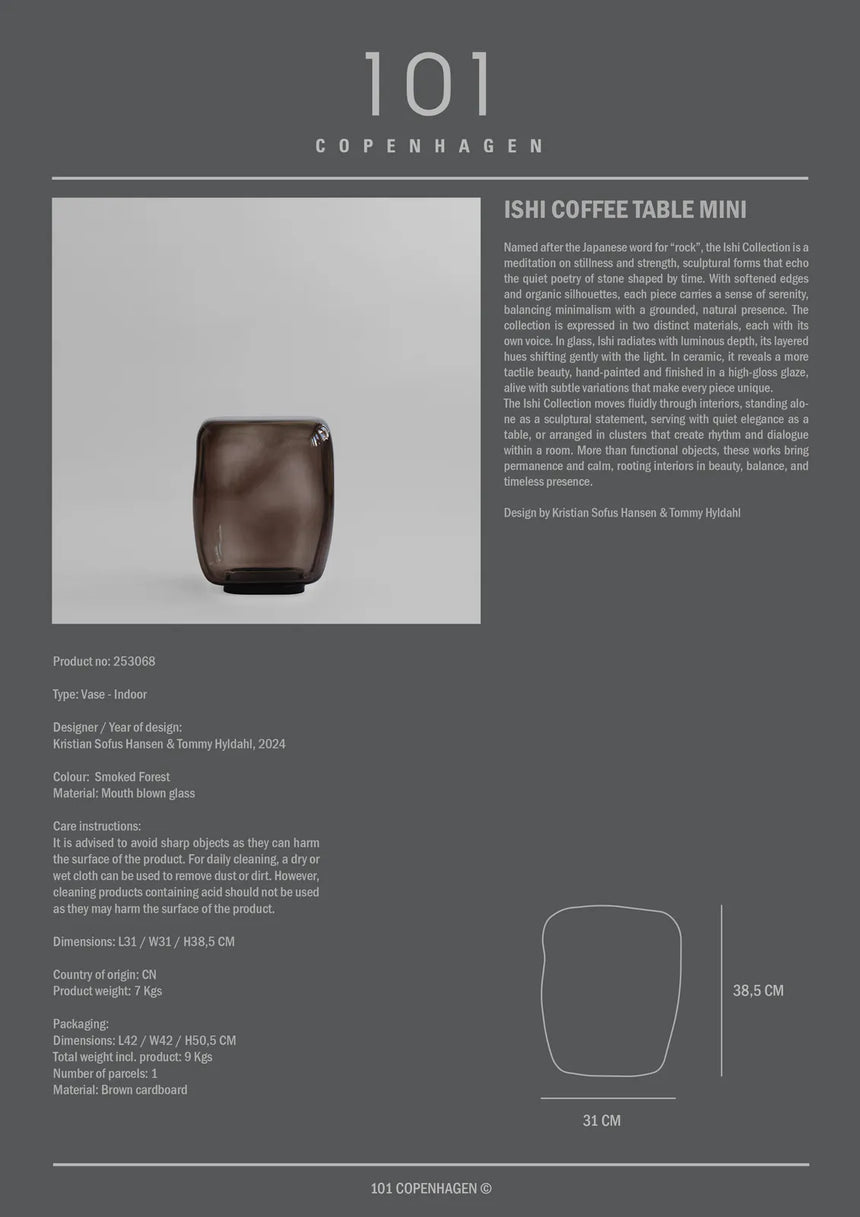 Couchtisch Ishi aus Glas in Smoked Forest von 101 Copenhagen – Bild 5