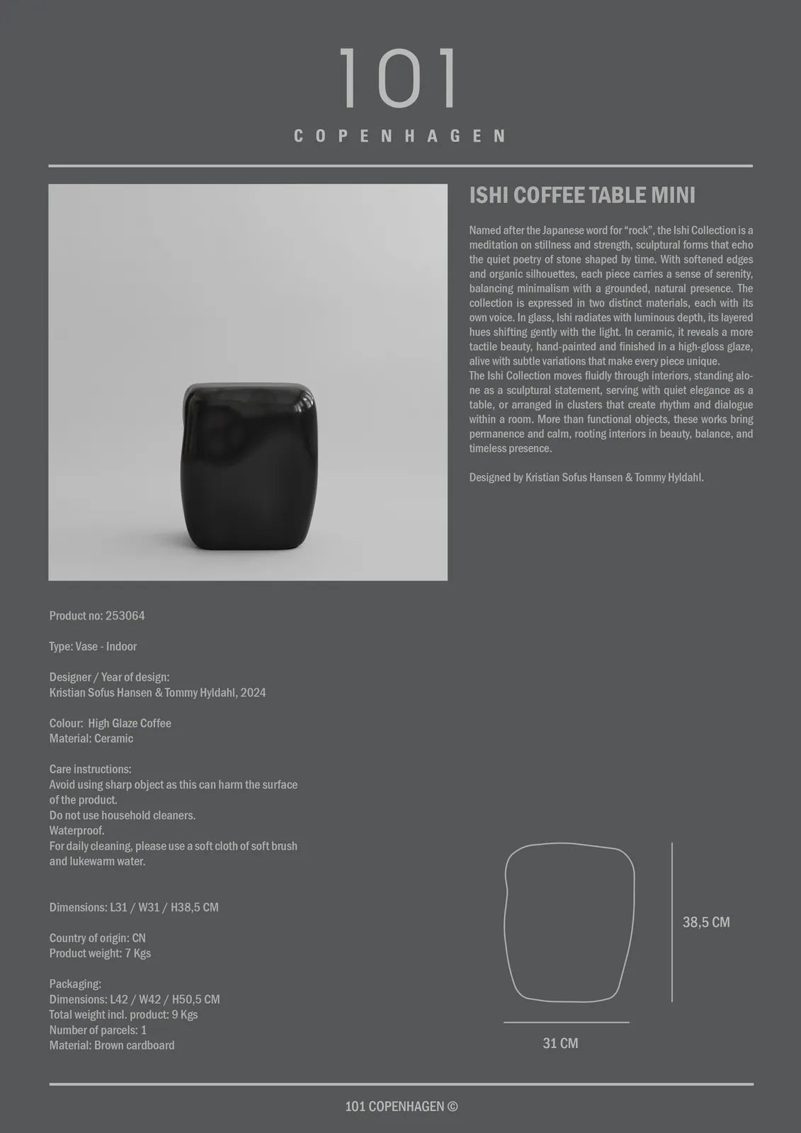 Couchtisch Ishi aus Keramik in High Glaze Coffee, Mini von 101 Copenhagen – Bild 5