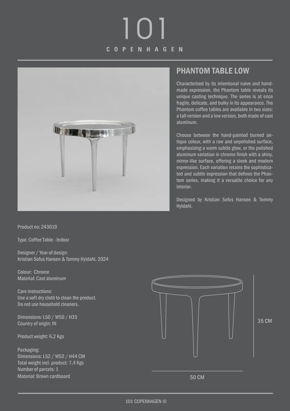 Couchtisch Phantom aus Metall in Chrom, Niedrig von 101 Copenhagen – Bild 8