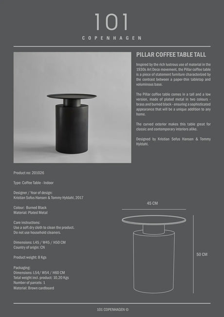 Couchtisch Pillar aus plattiertem Metall in verbranntem Schwarz, Hoch von 101 Copenhagen – Bild 6