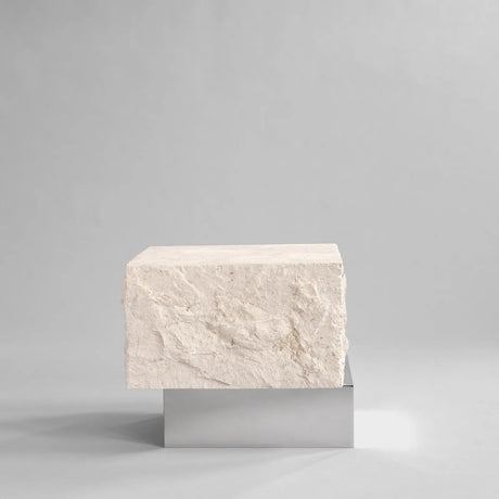 Couchtisch Temple aus Kalkstein in Chrom / Kalkstein, klein, 42×40×35 cm von 101 Copenhagen – Bild 1