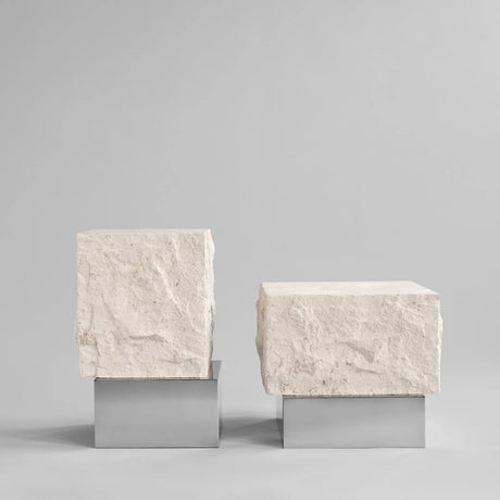 Couchtisch Temple aus Kalkstein in Chrom / Kalkstein, klein, 42×40×35 cm von 101 Copenhagen – Bild 6