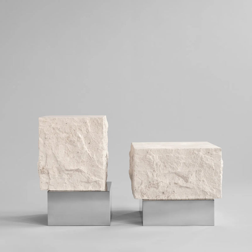 Couchtisch Temple aus Kalkstein in Chrom / Kalkstein, klein, 42×40×35 cm von 101 Copenhagen – Bild 6