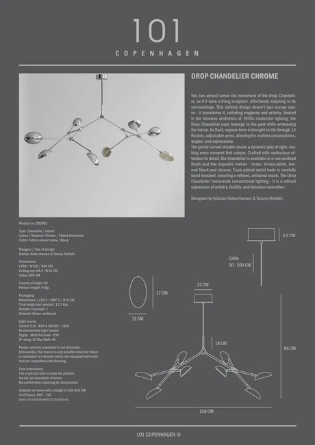 Drop Kronleuchter - Chrome (5m) von 101 Copenhagen – Bild 4