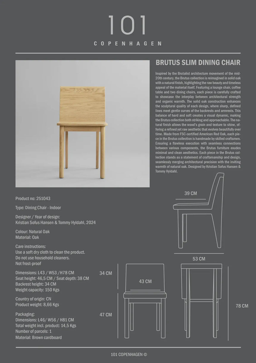 Essstuhl Brutus Slim aus Massivholz Eiche von 101 Copenhagen – Bild 6