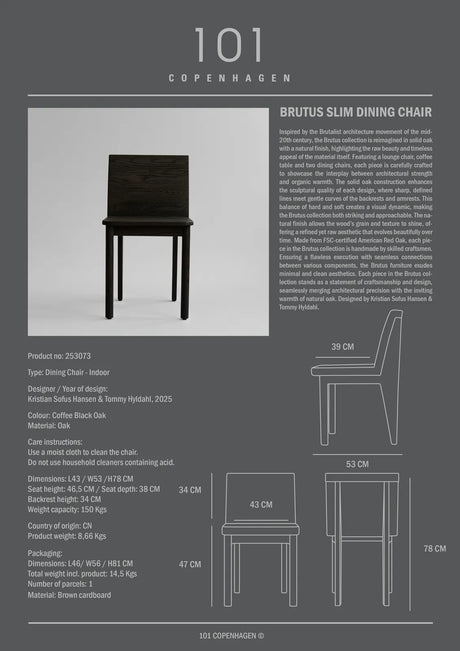 Essstuhl Brutus Slim aus Massivholz Eiche in Coffee Black von 101 Copenhagen – Bild 4