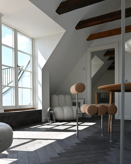 Essstuhl Hiro aus Edelstahl und Leder in Nubuck von 101 Copenhagen – Bild 6