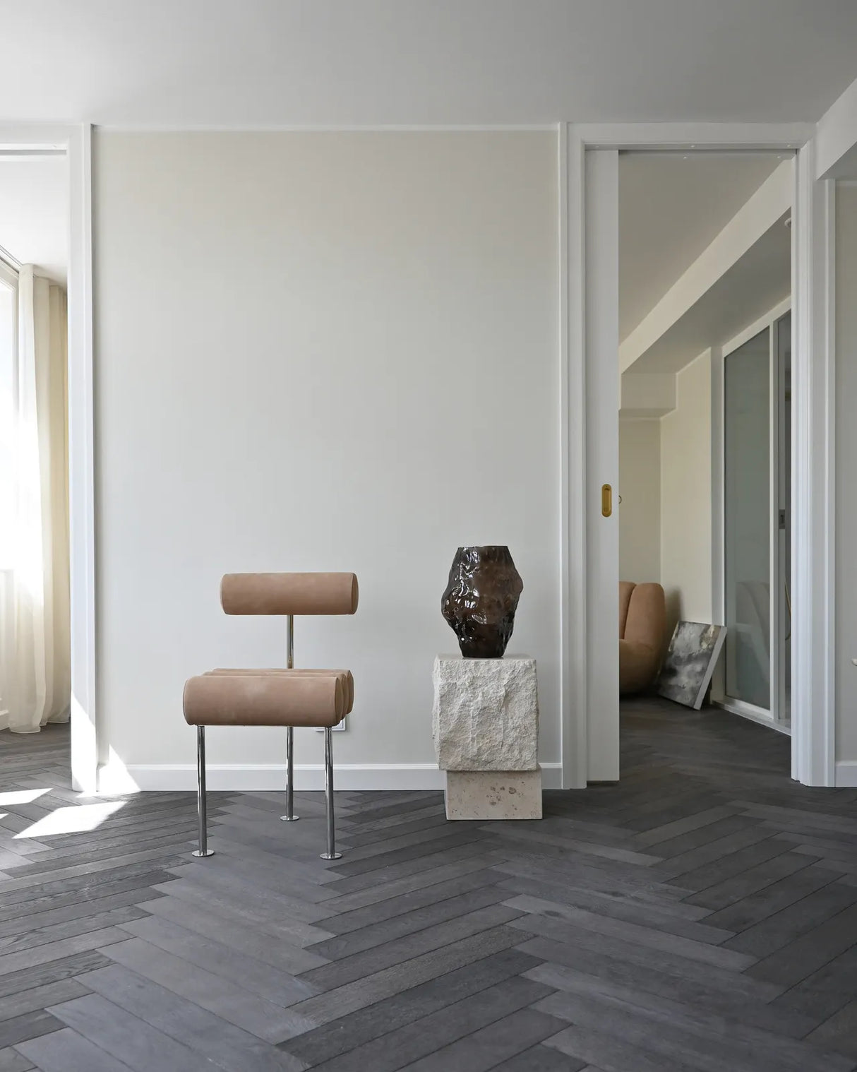 Essstuhl Hiro aus Edelstahl und Leder in Nubuck von 101 Copenhagen – Bild 8