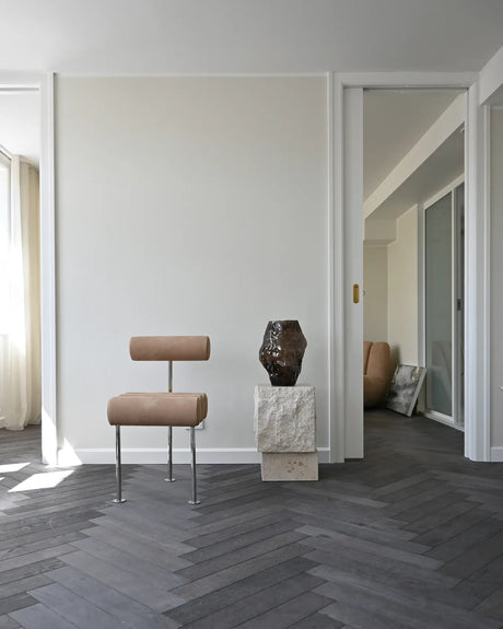 Essstuhl Hiro aus Edelstahl und Leder in Nubuck von 101 Copenhagen – Bild 8