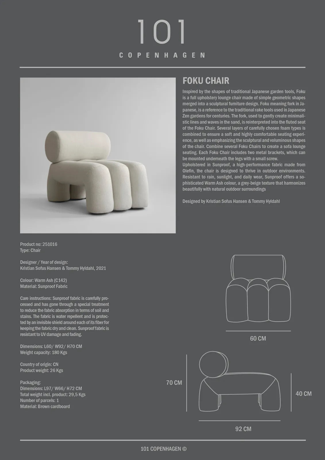 Outdoor Sessel Foku aus Olefin in Sunproof von 101 Copenhagen – Bild 13