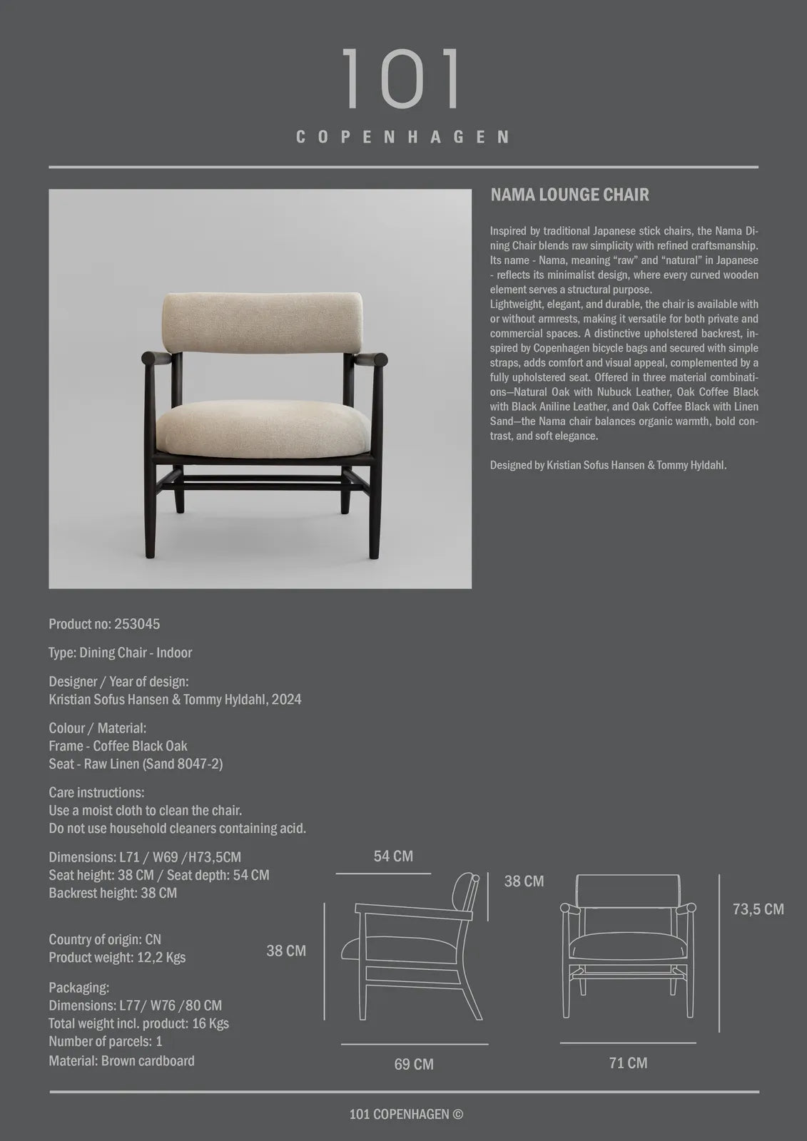 Sessel Nama aus Eiche und Leinen in Sand von 101 Copenhagen – Bild 8