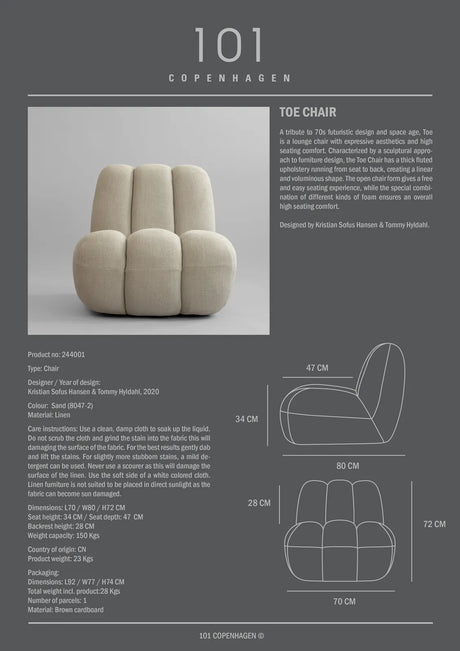 Sessel Toe aus Leinen in Sand, 80×70×72 cm von 101 Copenhagen – Bild 10