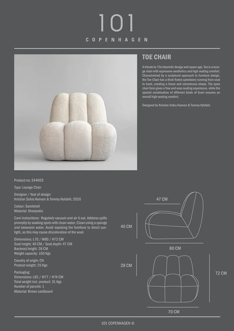 Sessel Toe aus Schaffell in Sandshell, 80×70×72 cm von 101 Copenhagen – Bild 9