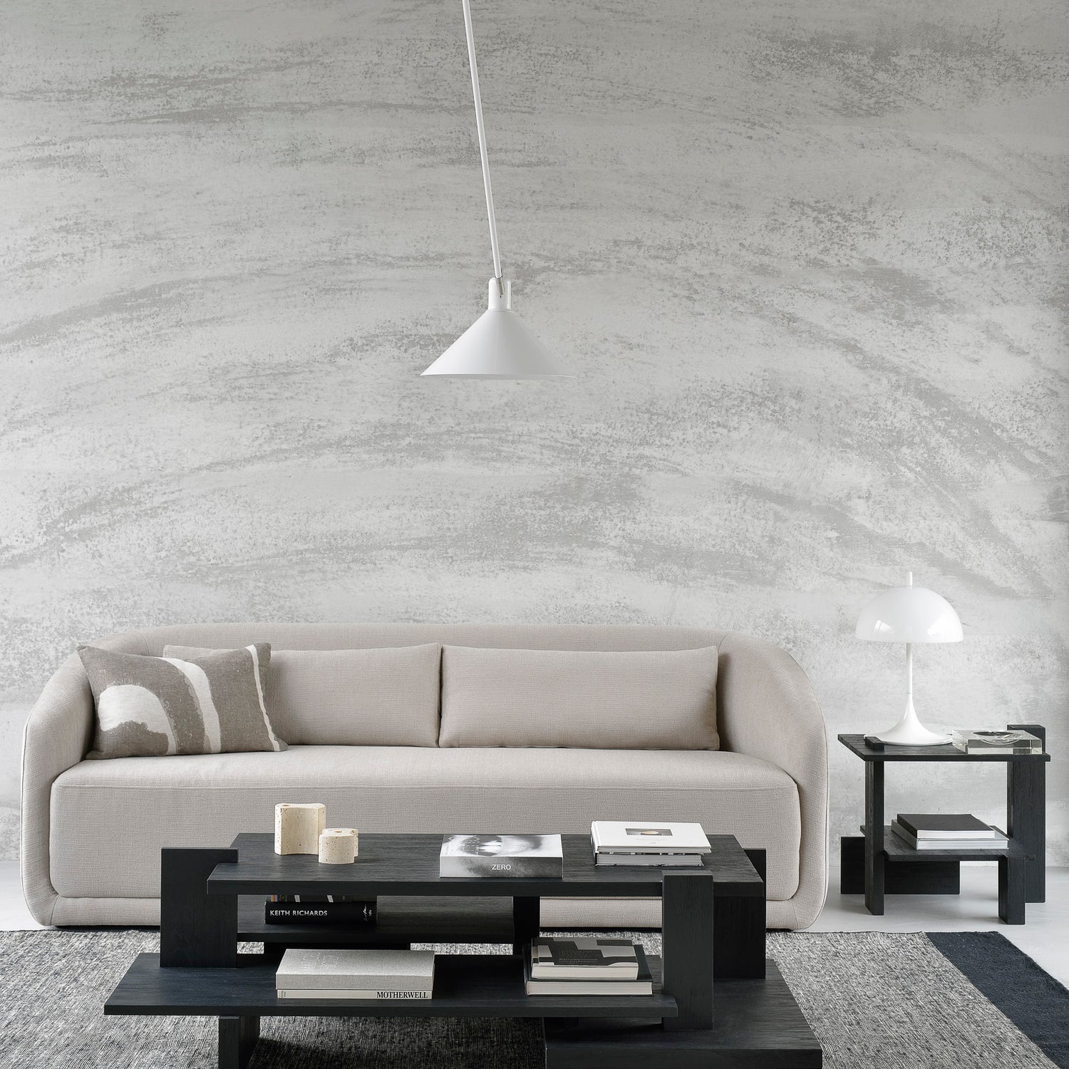 Abstract Beistelltisch - lackiertes Teak - schwarz - rechteckig - 56 x 52 x 49 cm - ZEN ZONE Furniture