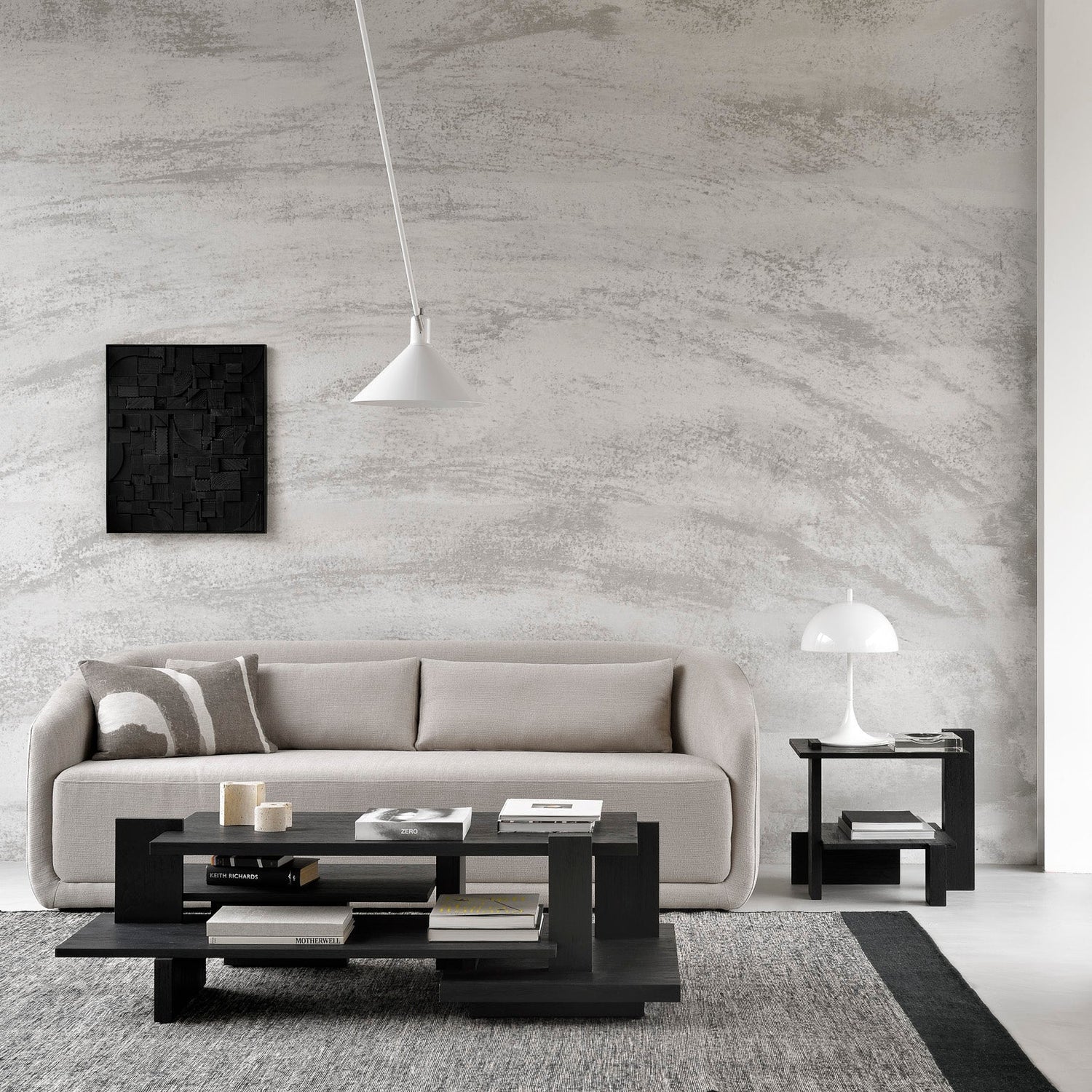 Abstract Couchtisch - lackiertes Teak - schwarz - rechteckig - ZEN ZONE