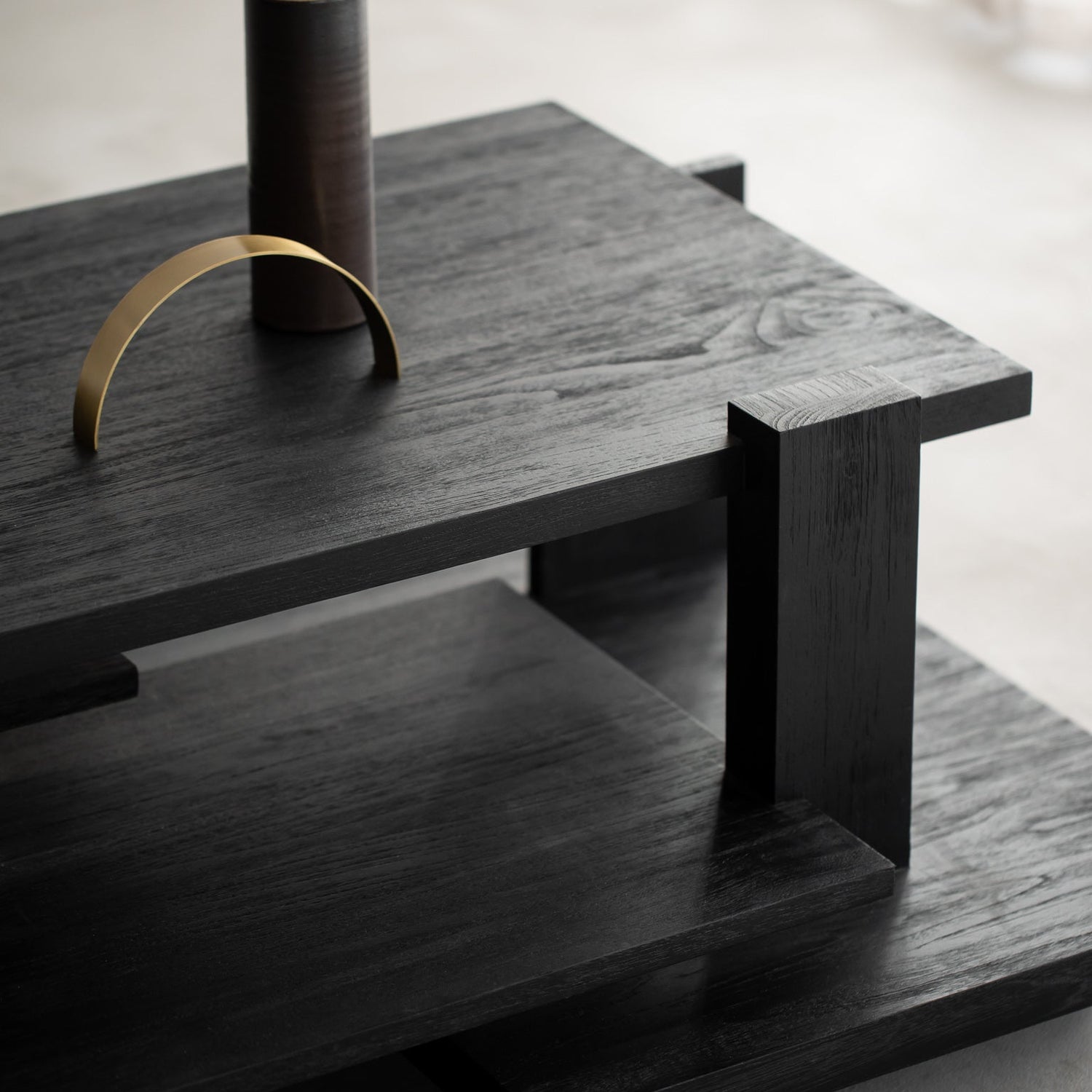 Abstract Couchtisch - lackiertes Teak - schwarz - rechteckig - ZEN ZONE
