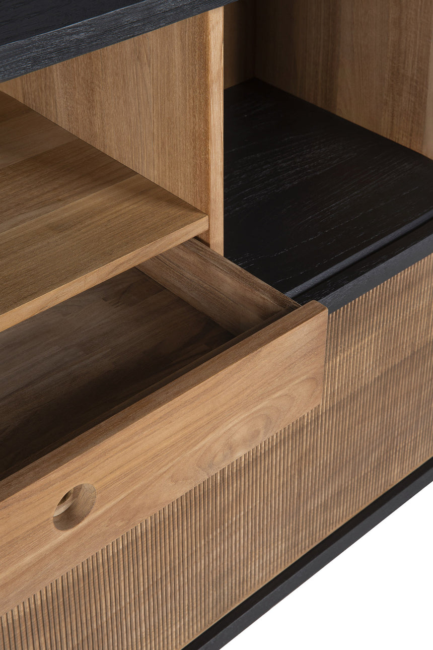 Oscar Sideboard - Teak - 2 Schiebetüren - 3 Schubladen - 224 x 40 x 89 cm - ZEN ZONE Furniture