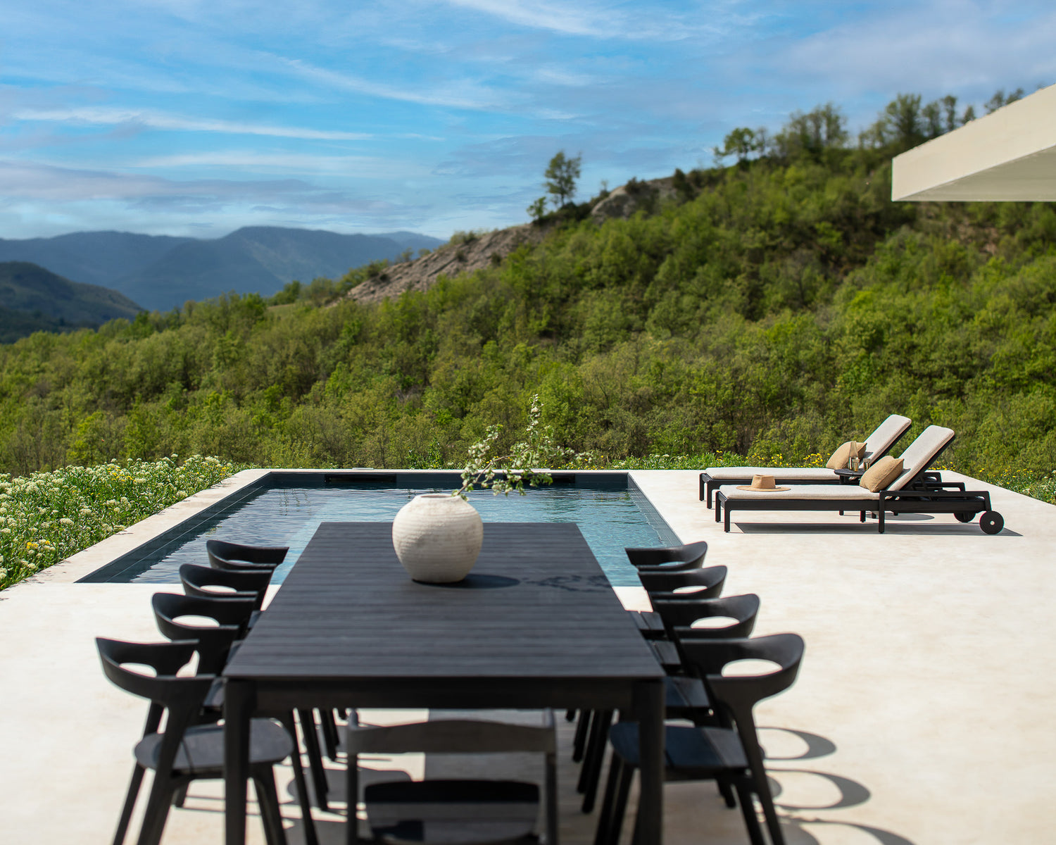 Bok Gartentisch - lackiertes Teak - schwarz - rechteckig - 250 x 100 x 76 cm - ZEN ZONE