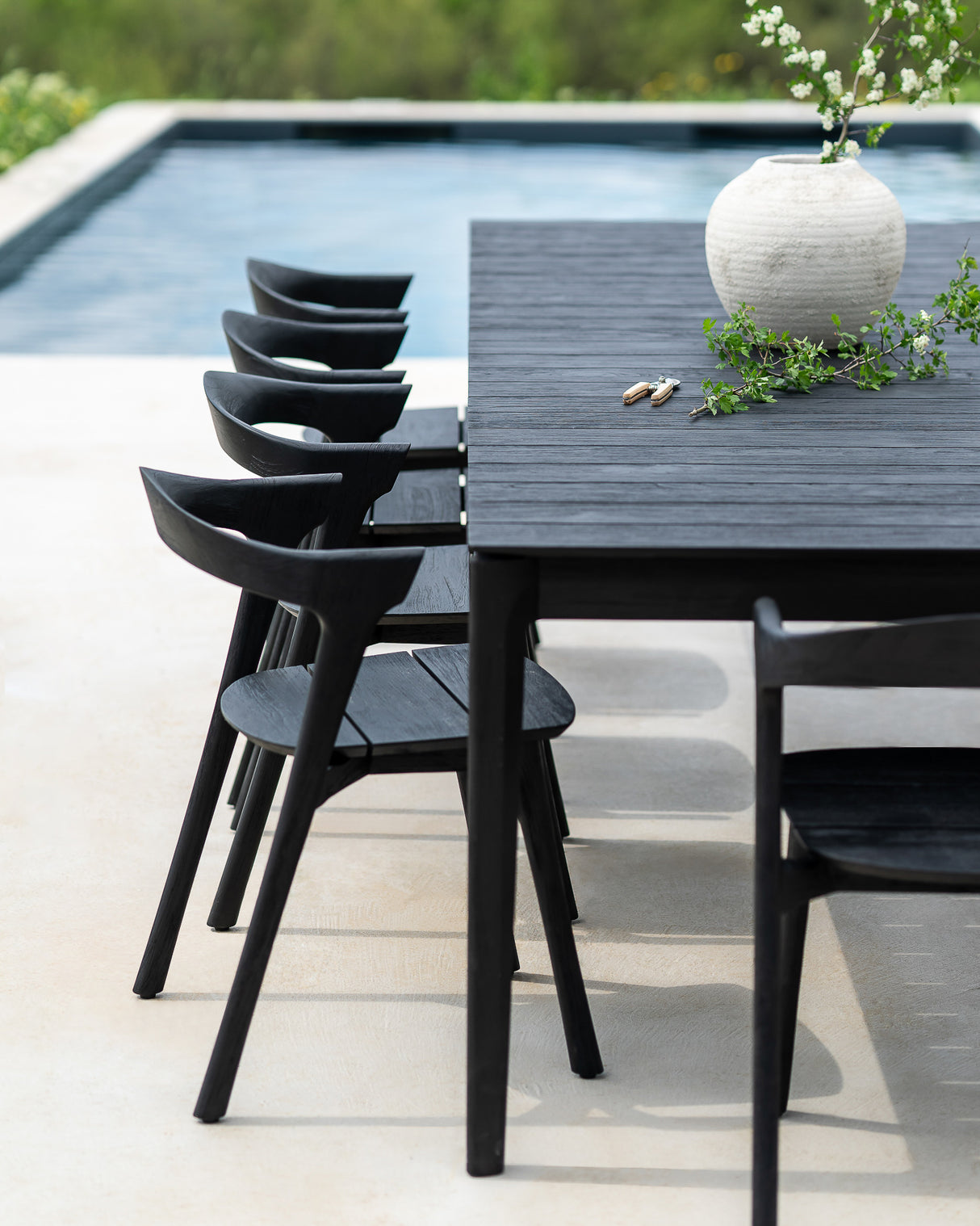 Bok Gartenstuhl - lackiertes Teak - schwarz - 50 x 54 x 76 cm - ZEN ZONE