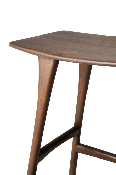 Osso Barhocker - lackiertes Teak - braun - 57 x 33 x 80 cm - ZEN ZONE Furniture