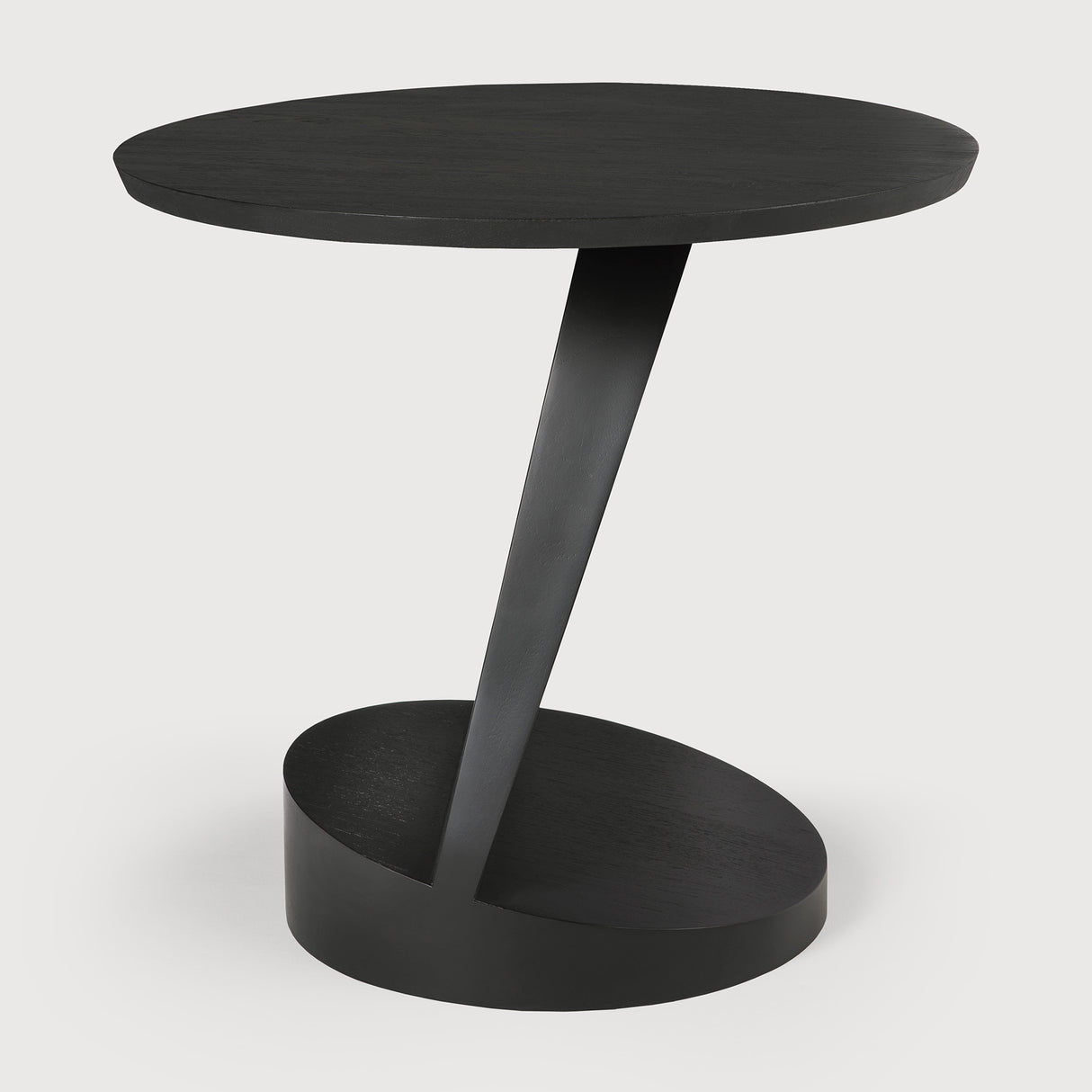 Oblic Beistelltisch - lackiertes Teak - schwarz - rund - 52 x 52 x 49 cm - ZEN ZONE Furniture