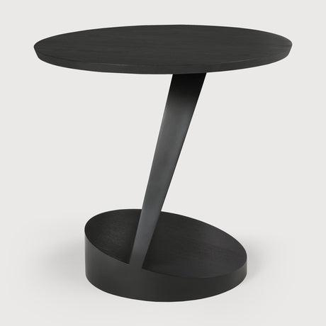 Oblic Beistelltisch - lackiertes Teak - schwarz - rund - 52 x 52 x 49 cm - ZEN ZONE Furniture