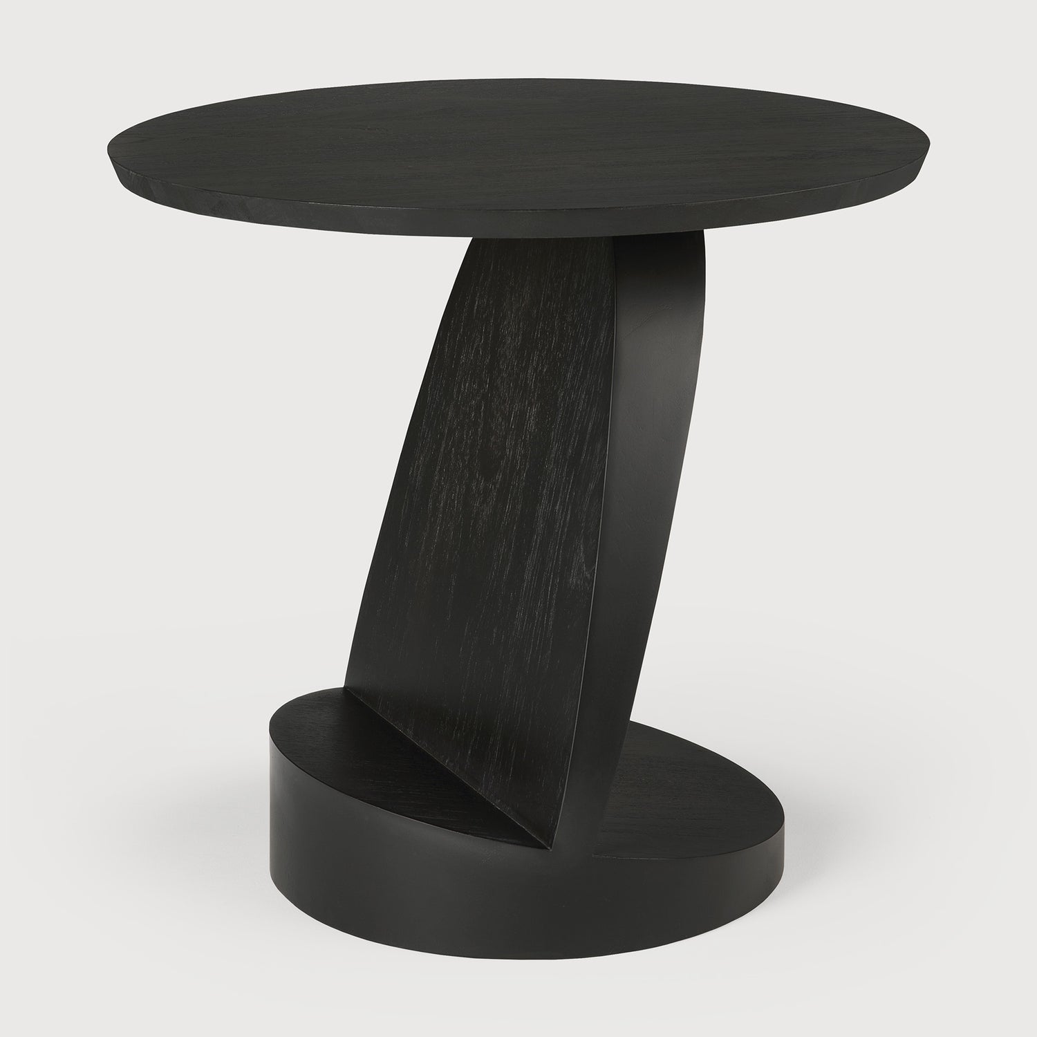 Oblic Beistelltisch - lackiertes Teak - schwarz - rund - 52 x 52 x 49 cm - ZEN ZONE Furniture