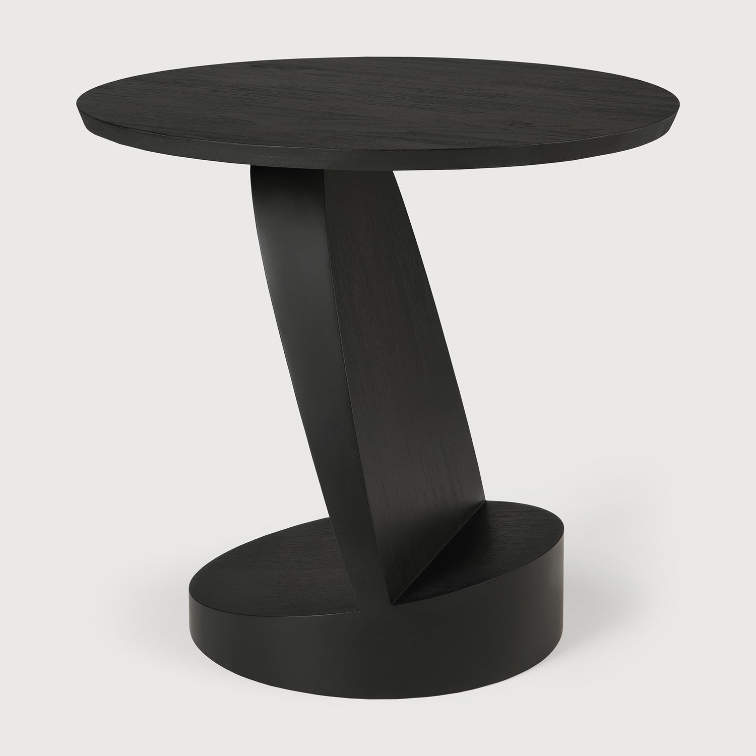Oblic Beistelltisch - lackiertes Teak - schwarz - rund - 52 x 52 x 49 cm - ZEN ZONE Furniture